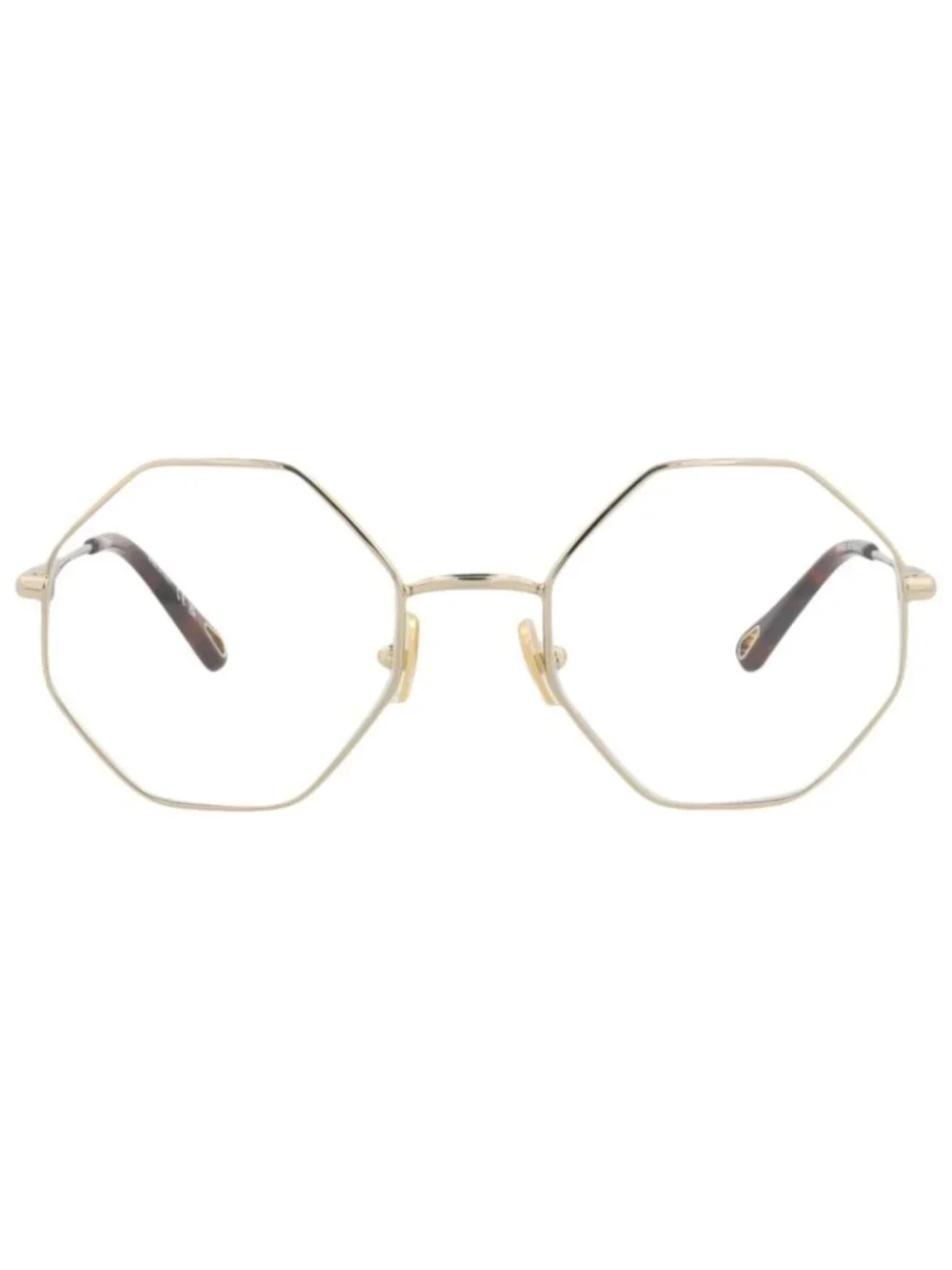 New Chloé Women's Eyeglasses Square Rectangle Metal Frame Gold Gold Transparent
